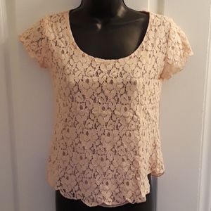 💕CUTE VINTAGE💕Bluenotes rose lace blouse